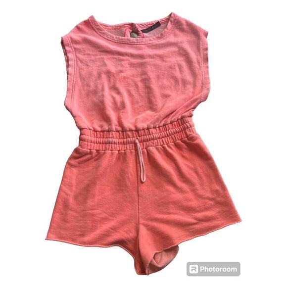Out From Under Urban Outfitters Tina Terry Romper Dress in Neon Peach Size M - Picture 3 of 8